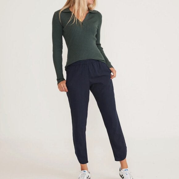 Marine Layer Re-Spun Women's Allison Dolphin Hem Cropped Pants in Navy Size S - Picture 11 of 11